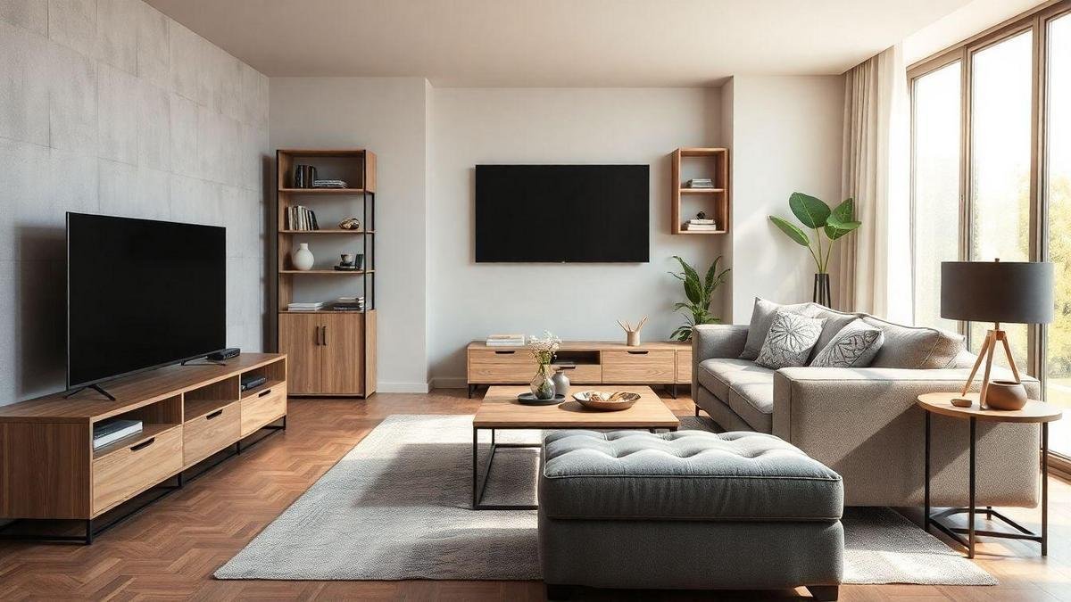 Móveis compactos para sala: escolha por material e durabilidade